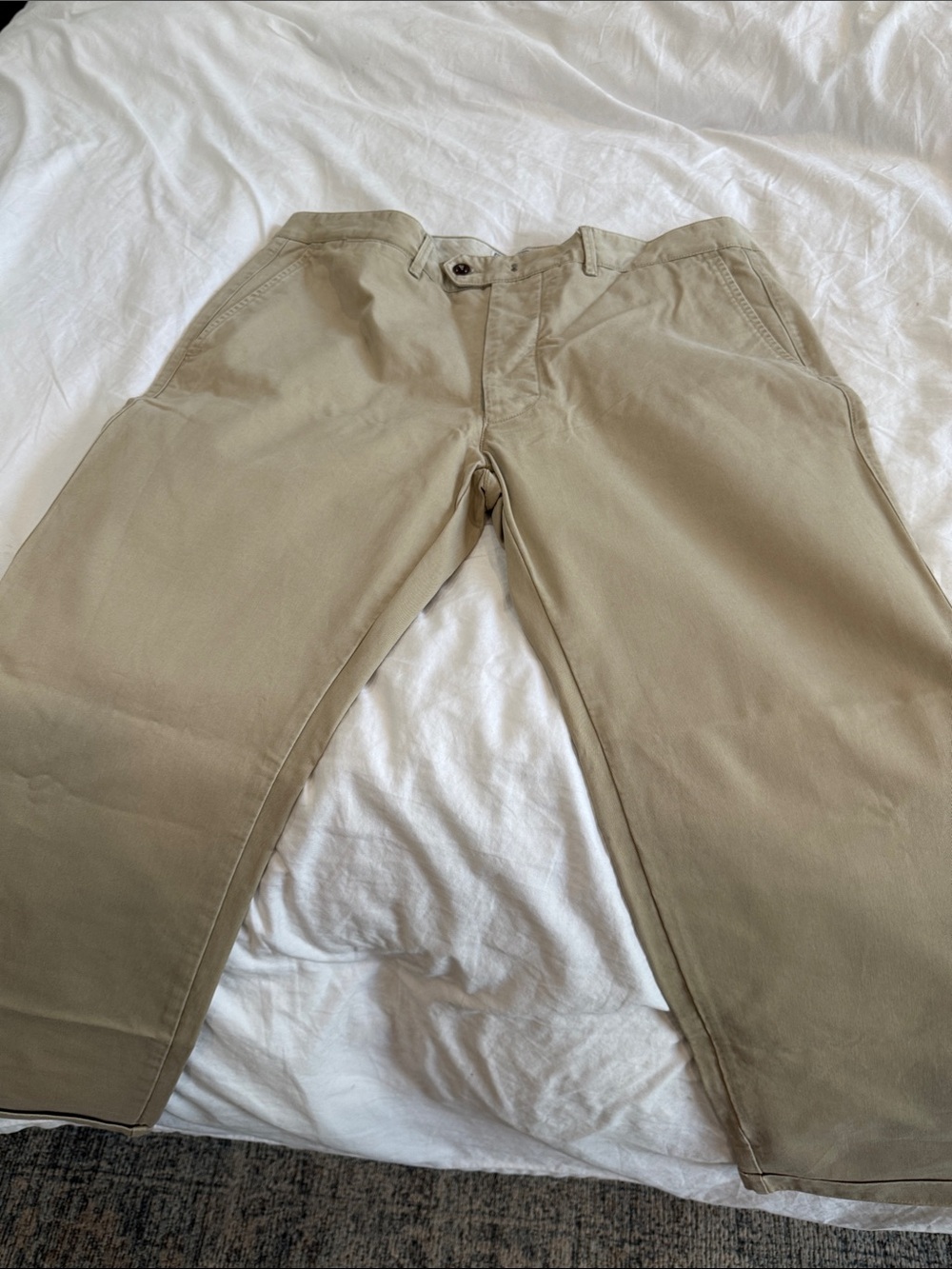 Officine Generale Khaki Chino Pants,Flat Front With Hook & Button Fly